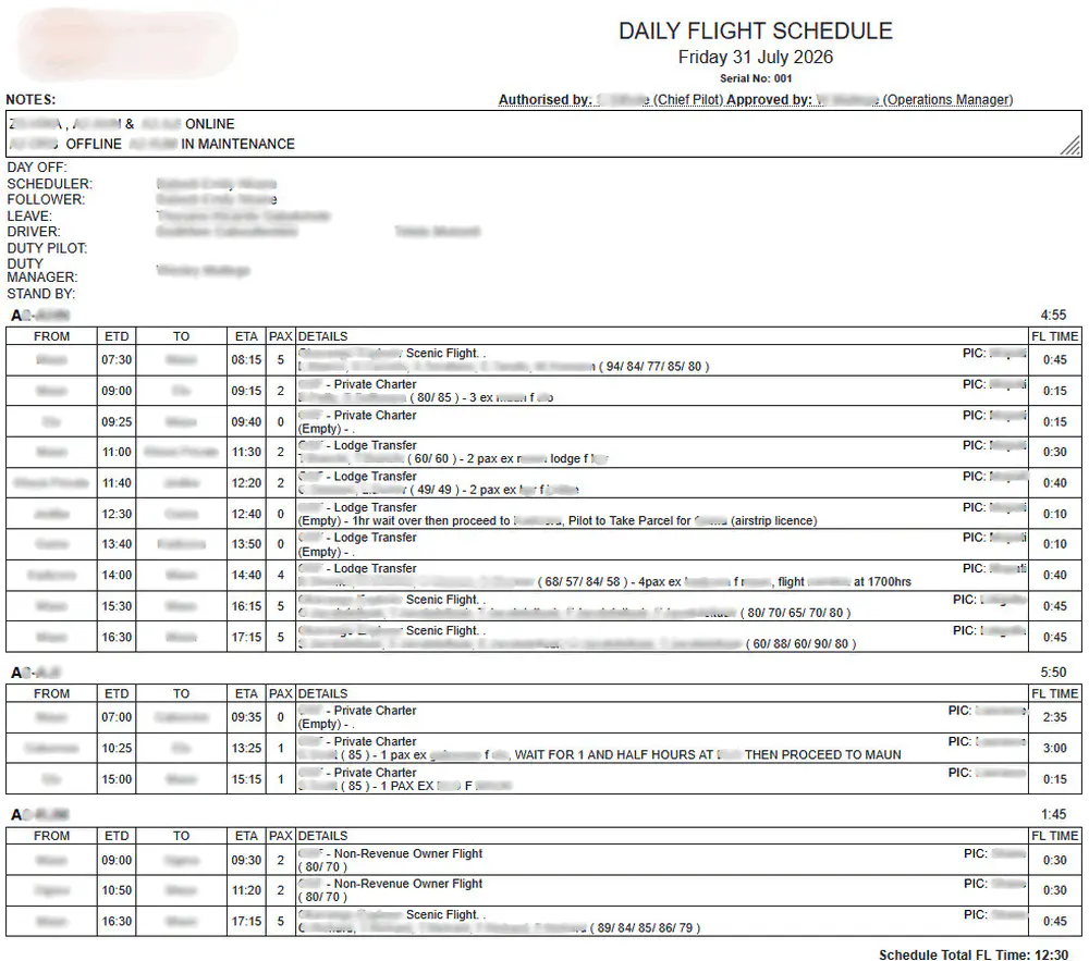 Schedule
